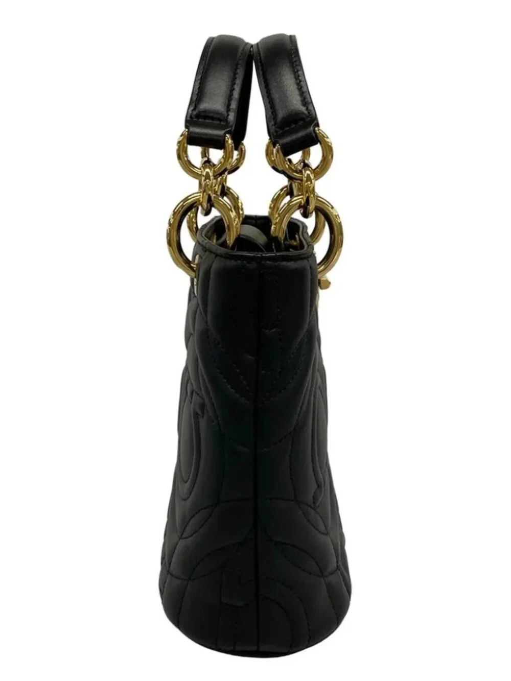 Salvatore Ferragamo Gancini Black Gold Leather Hardware Tote Bag
